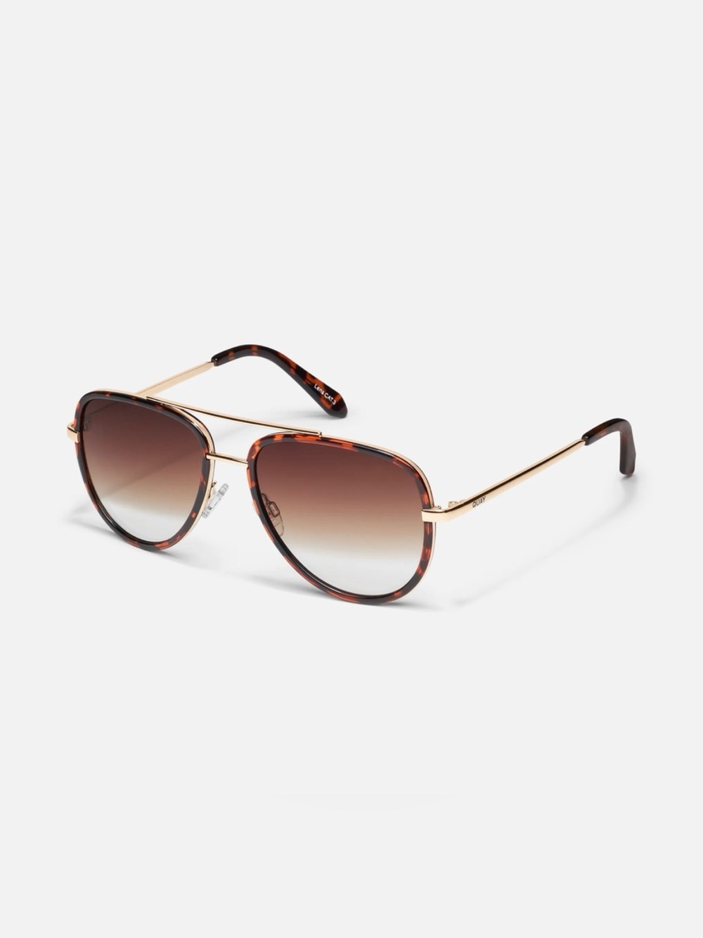 QUAY ALL IN Aviator Sunglasses Tortoise Brown Fade Gradient + Case - Picture 4 of 5